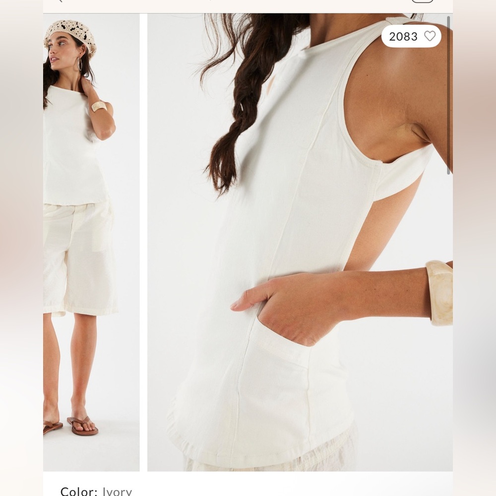 Women's Ivory Linen Top